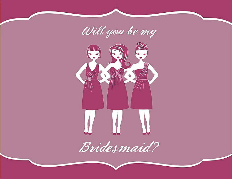 Front View - Fruit Punch & Rosebud Will You Be My Bridesmaid Card - Girls