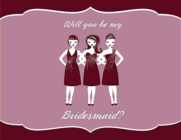 Front View - Garnet & Rosebud Will You Be My Bridesmaid Card - Girls