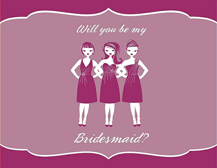 Front View - Merlot & Rosebud Will You Be My Bridesmaid Card - Girls
