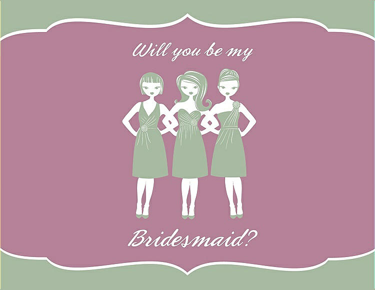 Front View - Mermaid & Rosebud Will You Be My Bridesmaid Card - Girls