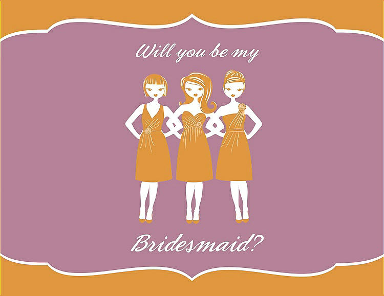Front View - Orange Crush & Rosebud Will You Be My Bridesmaid Card - Girls