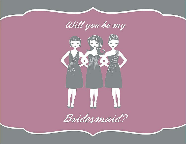 Front View - Pewter & Rosebud Will You Be My Bridesmaid Card - Girls