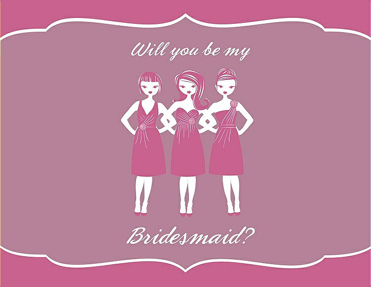 Front View - Pretty In Pink & Rosebud Will You Be My Bridesmaid Card - Girls