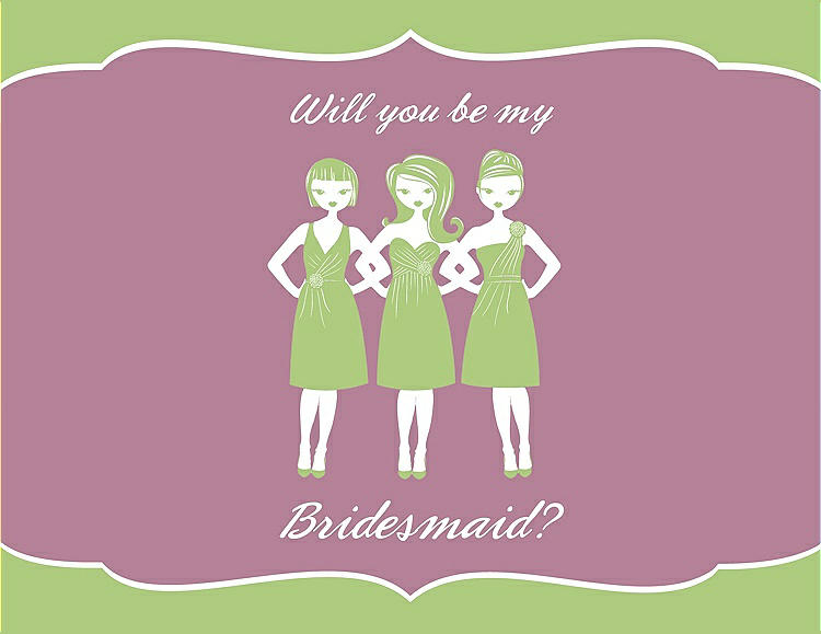 Front View - Pistachio & Rosebud Will You Be My Bridesmaid Card - Girls