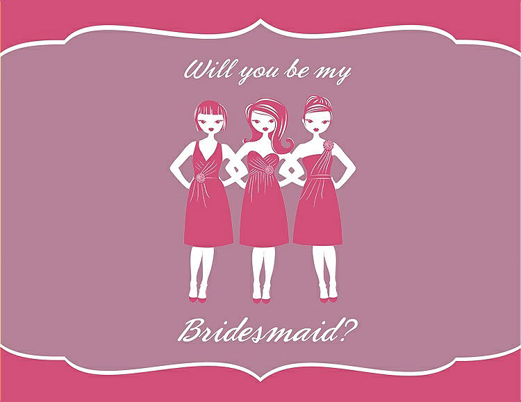 Front View - Rose Quartz & Rosebud Will You Be My Bridesmaid Card - Girls