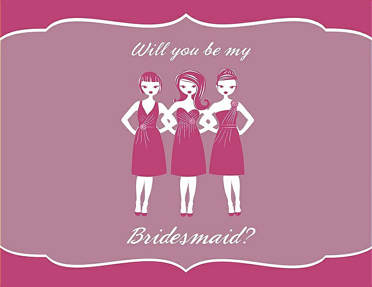 Front View - Strawberry & Rosebud Will You Be My Bridesmaid Card - Girls