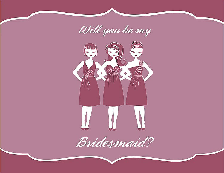 Front View - Tea Rose & Rosebud Will You Be My Bridesmaid Card - Girls