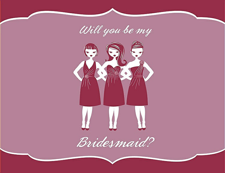 Front View - Valentine & Rosebud Will You Be My Bridesmaid Card - Girls