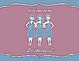 Front View Thumbnail - Windsor Blue & Rosebud Will You Be My Bridesmaid Card - Girls