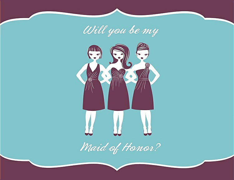 Front View - Plum Raisin & Spa Will You Be My Maid of Honor Card - Girls