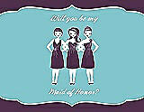Front View Thumbnail - Aubergine & Spa Will You Be My Maid of Honor Card - Girls