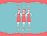 Front View Thumbnail - Coral & Spa Will You Be My Maid of Honor Card - Girls
