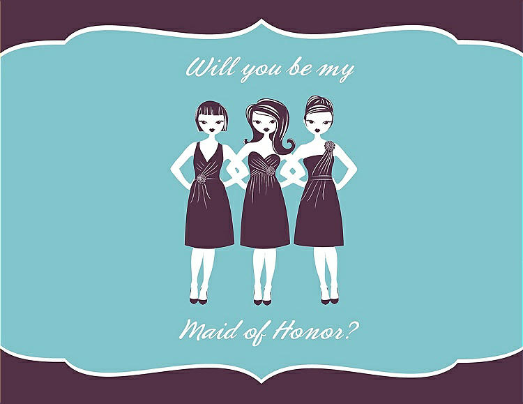 Front View - Italian Plum & Spa Will You Be My Maid of Honor Card - Girls