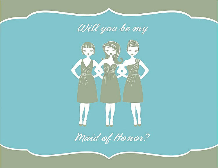 Front View - Kiwi & Spa Will You Be My Maid of Honor Card - Girls