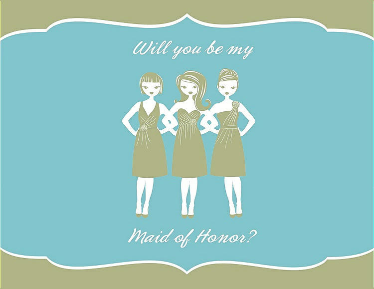 Front View - Mint & Spa Will You Be My Maid of Honor Card - Girls