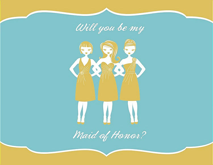 Front View - Marigold & Spa Will You Be My Maid of Honor Card - Girls