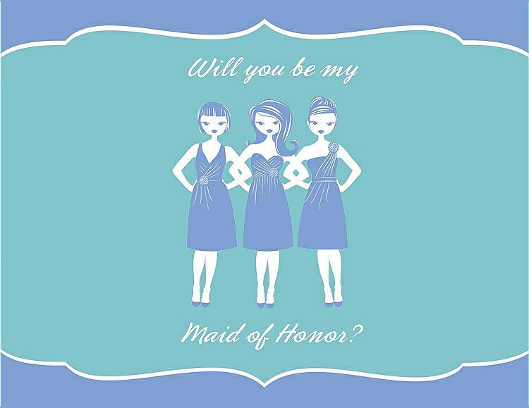 Front View - Periwinkle - PANTONE Serenity & Spa Will You Be My Maid of Honor Card - Girls