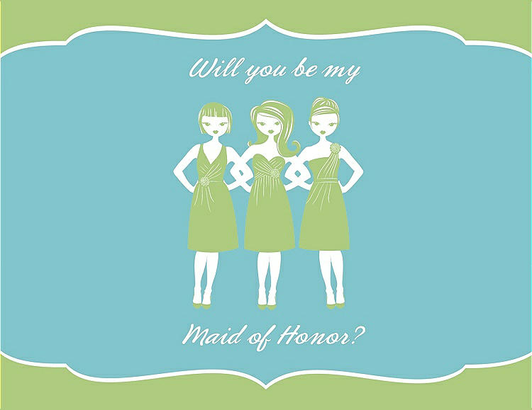 Front View - Pistachio & Spa Will You Be My Maid of Honor Card - Girls