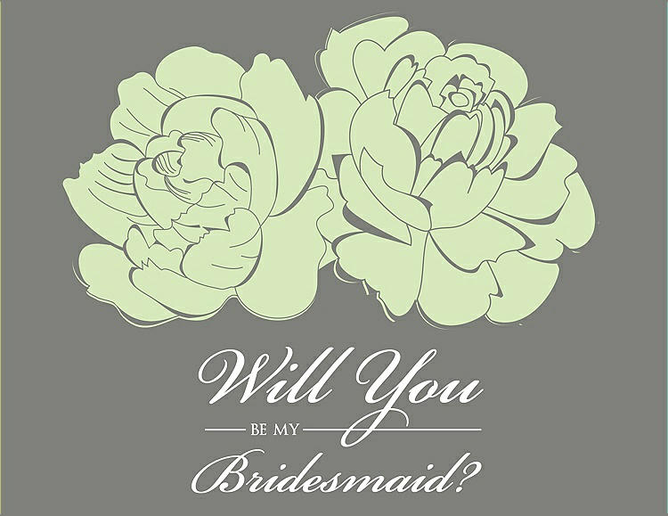 Front View - Honey Dew & Charcoal Gray Will You Be My Bridesmaid Card - Flowers