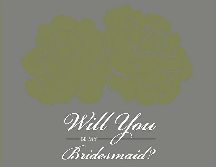 Front View - Olive & Charcoal Gray Will You Be My Bridesmaid Card - Flowers