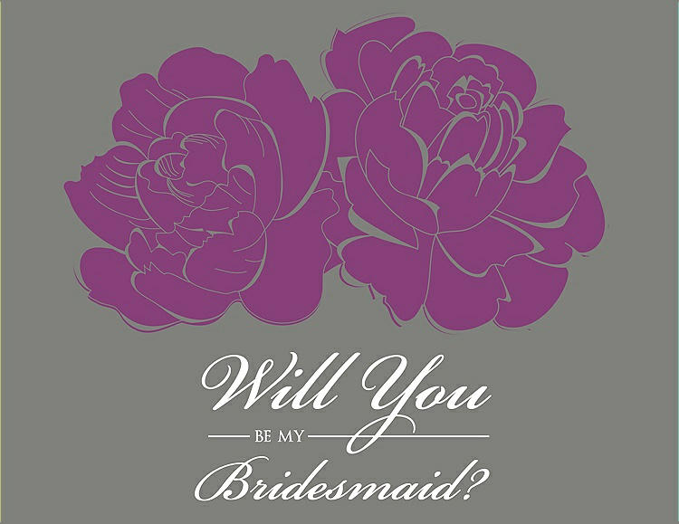 Front View - Paradise & Charcoal Gray Will You Be My Bridesmaid Card - Flowers