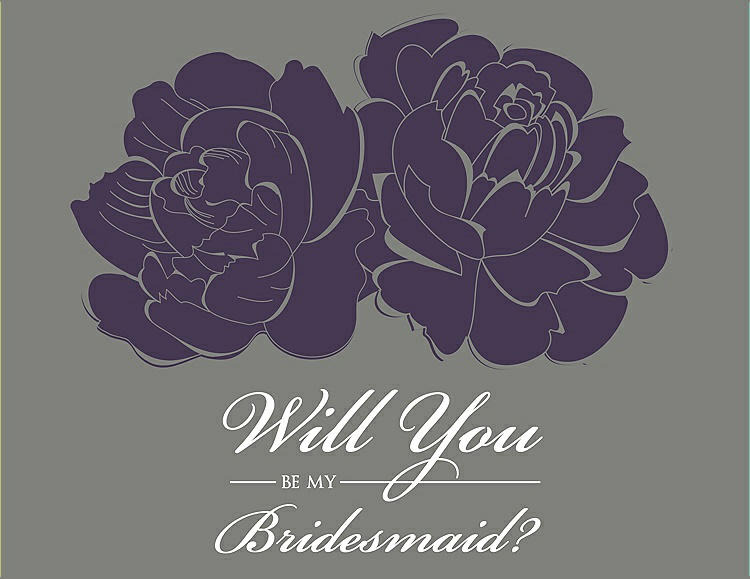 Front View - Violet & Charcoal Gray Will You Be My Bridesmaid Card - Flowers