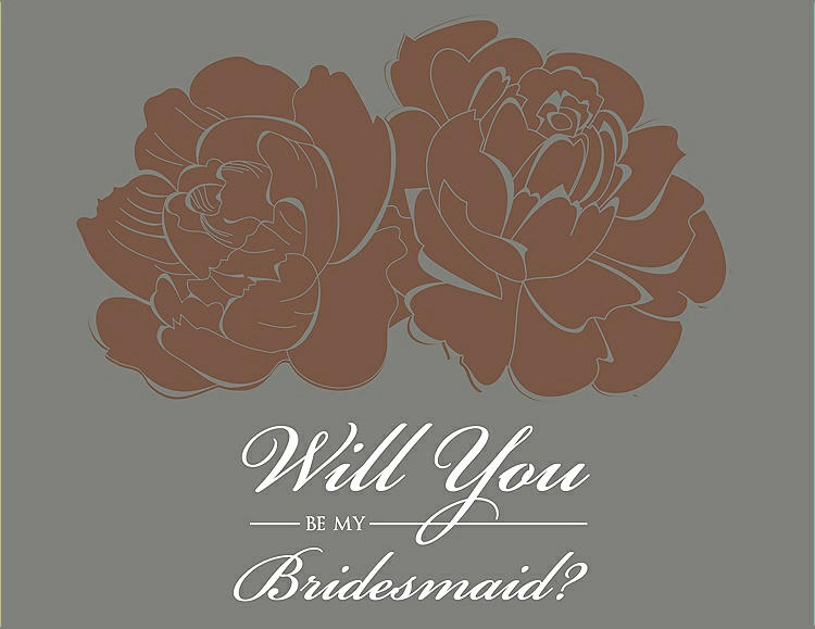Front View - Almond & Charcoal Gray Will You Be My Bridesmaid Card - Flowers