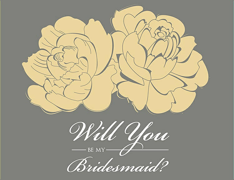 Front View - Buttercup & Charcoal Gray Will You Be My Bridesmaid Card - Flowers