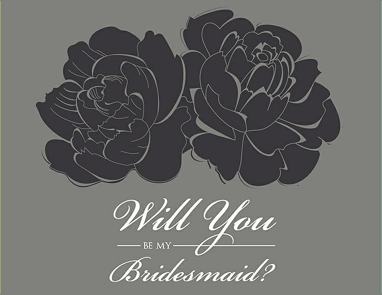 Front View - Black & Charcoal Gray Will You Be My Bridesmaid Card - Flowers