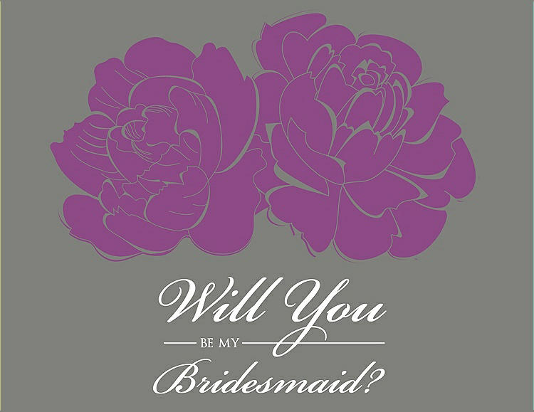 Front View - Dahlia & Charcoal Gray Will You Be My Bridesmaid Card - Flowers