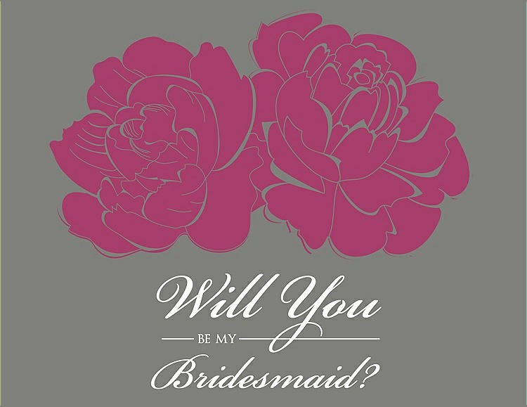 Front View - Fruit Punch & Charcoal Gray Will You Be My Bridesmaid Card - Flowers