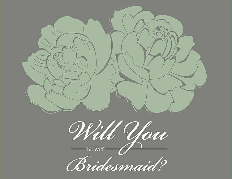 Front View - Mermaid & Charcoal Gray Will You Be My Bridesmaid Card - Flowers
