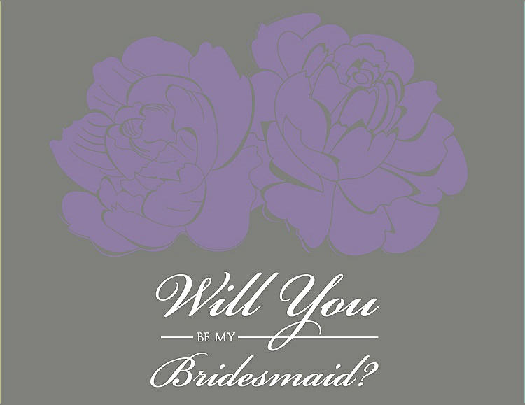 Front View - Passion & Charcoal Gray Will You Be My Bridesmaid Card - Flowers