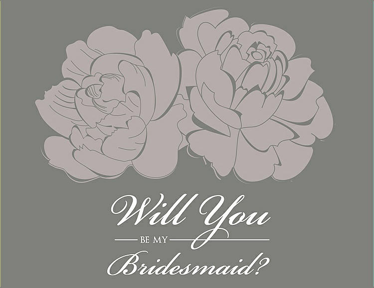 Front View - Pebble Beach & Charcoal Gray Will You Be My Bridesmaid Card - Flowers