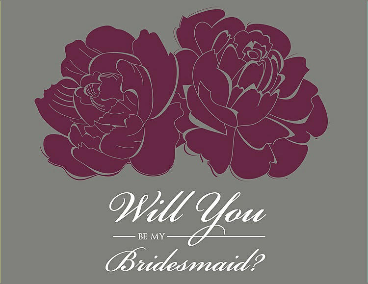 Front View - Ruby & Charcoal Gray Will You Be My Bridesmaid Card - Flowers