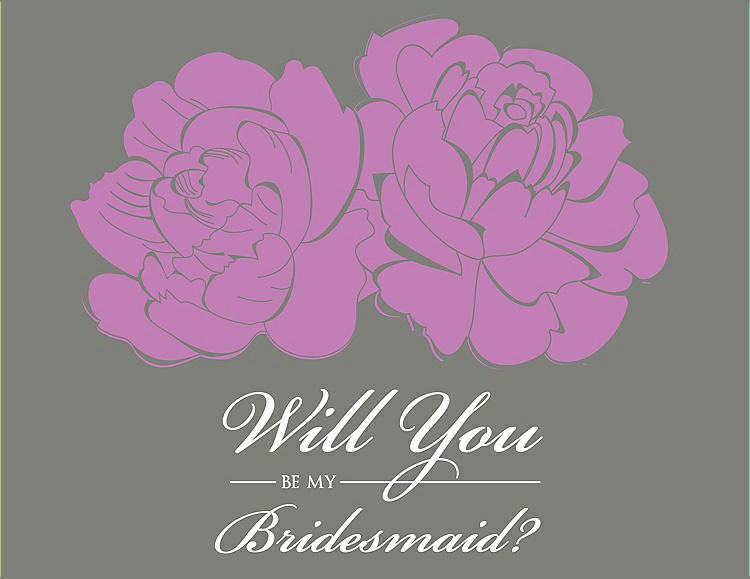Front View - Tulip & Charcoal Gray Will You Be My Bridesmaid Card - Flowers