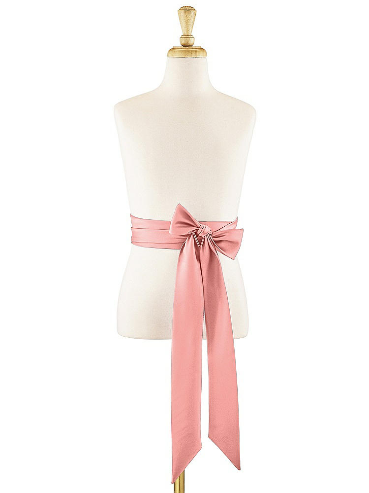 Front View - Apricot Matte Satin Flower Girl Sash