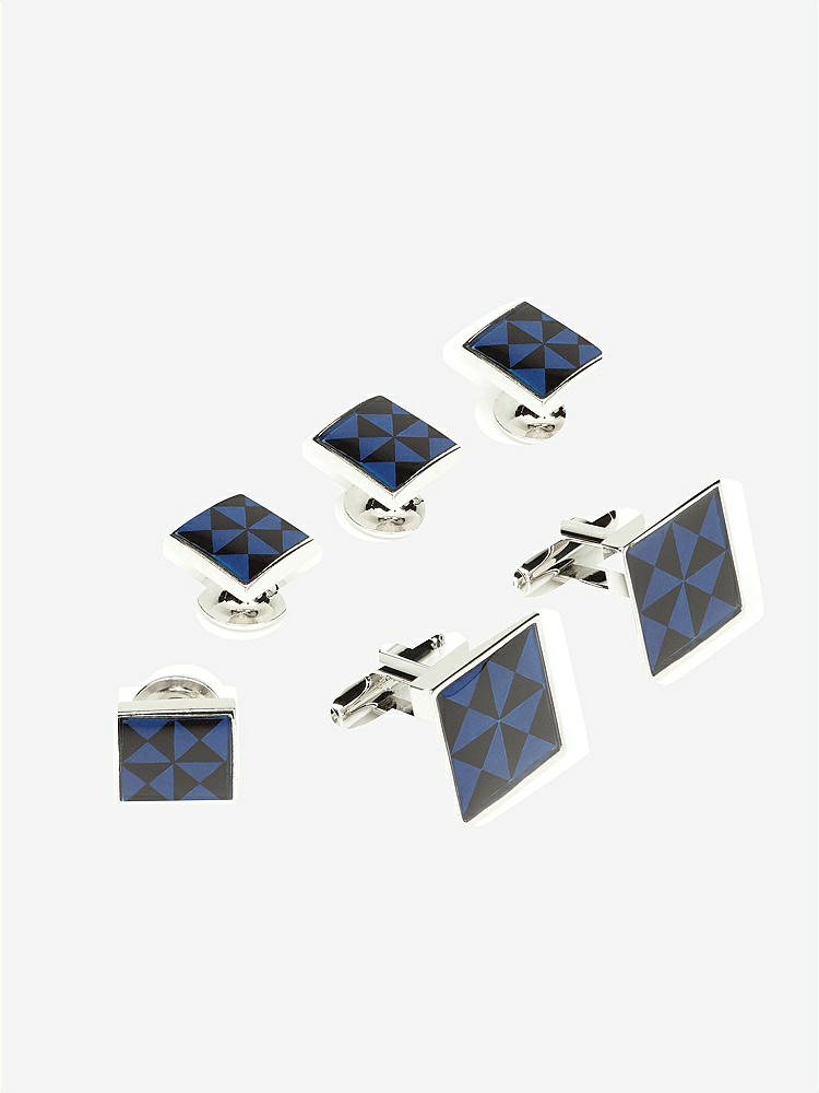 Front View - Sapphire Enamel Cufflinks and Tuxedo Studs Set by After Six