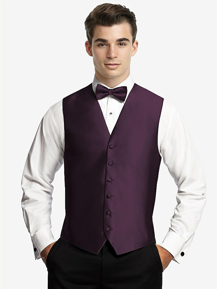 Front View - Aubergine Yarn-Dyed 6 Button Tuxedo Vest by After Six