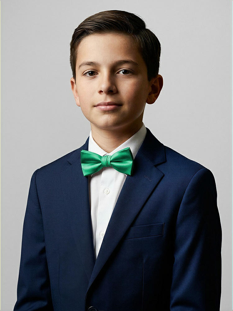 Front View - Pantone Emerald Yarn-Dyed Boy's Bow Tie by After Six