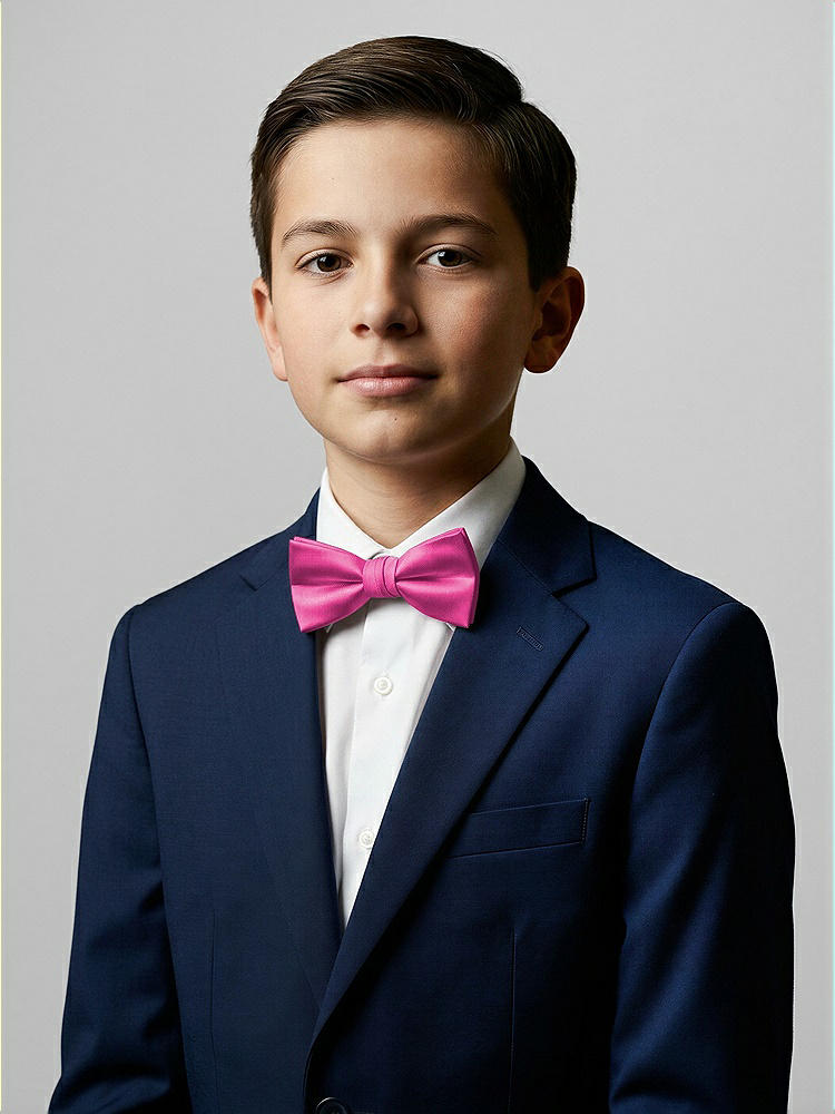 Front View - Fuchsia Yarn-Dyed Boy's Bow Tie by After Six