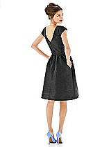 Alt View 2 Thumbnail - Black Bateau Neck Cap Sleeves Cocktail Bridesmaid Dress 