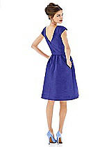 Alt View 2 Thumbnail - Electric Blue Bateau Neck Cap Sleeves Cocktail Bridesmaid Dress 