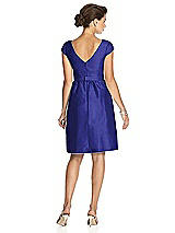 Rear View Thumbnail - Electric Blue Bateau Neck Cap Sleeves Cocktail Bridesmaid Dress 