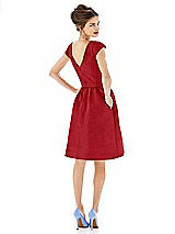 Alt View 2 Thumbnail - Garnet Bateau Neck Cap Sleeves Cocktail Bridesmaid Dress 