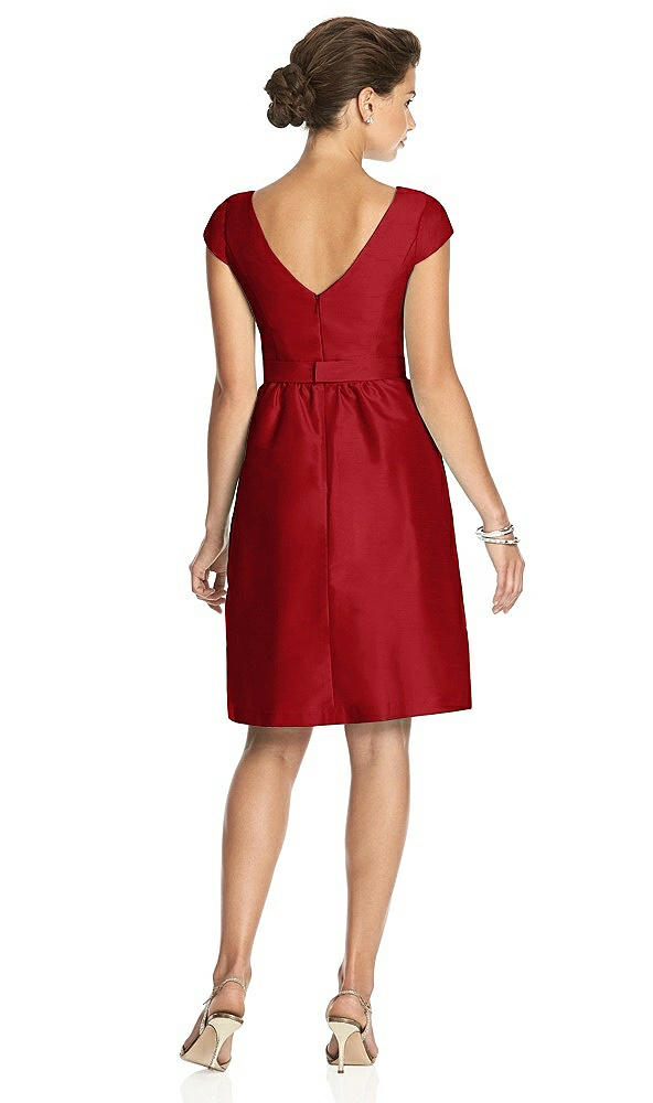 Back View - Garnet Bateau Neck Cap Sleeves Cocktail Bridesmaid Dress 