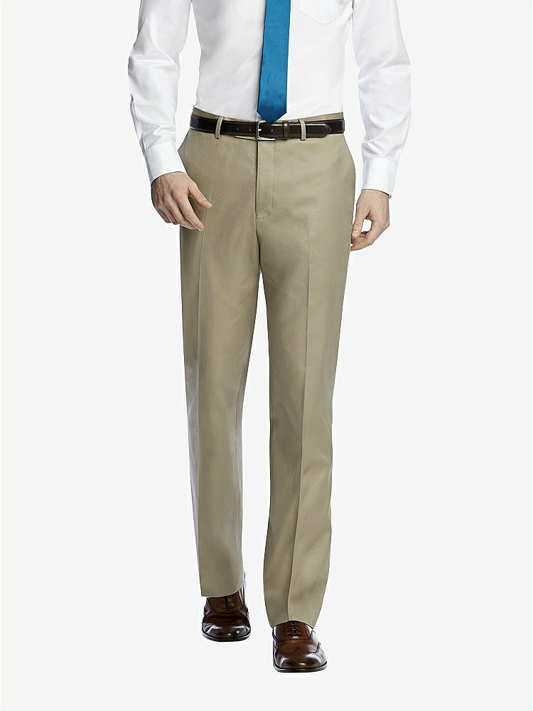Front View - Khaki Classic Summer Suit Flat Front Pants by After Six