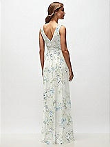 Rear View Thumbnail - Bleu Garden Sleeveless Draped Chiffon Maxi Dress with Front Slit