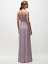 Rear View Thumbnail - Lilac Dusk Sleeveless Draped Chiffon Maxi Dress with Front Slit
