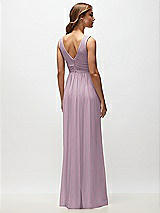 Rear View Thumbnail - Suede Rose Sleeveless Draped Chiffon Maxi Dress with Front Slit
